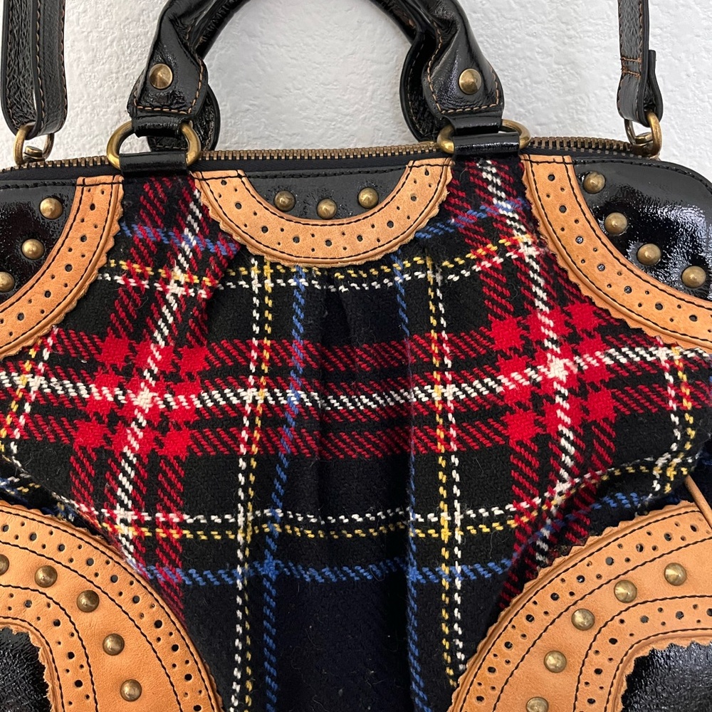Betsey Johnson Red and Tan Plaid Crossbody Bag - Picture 2 of 11